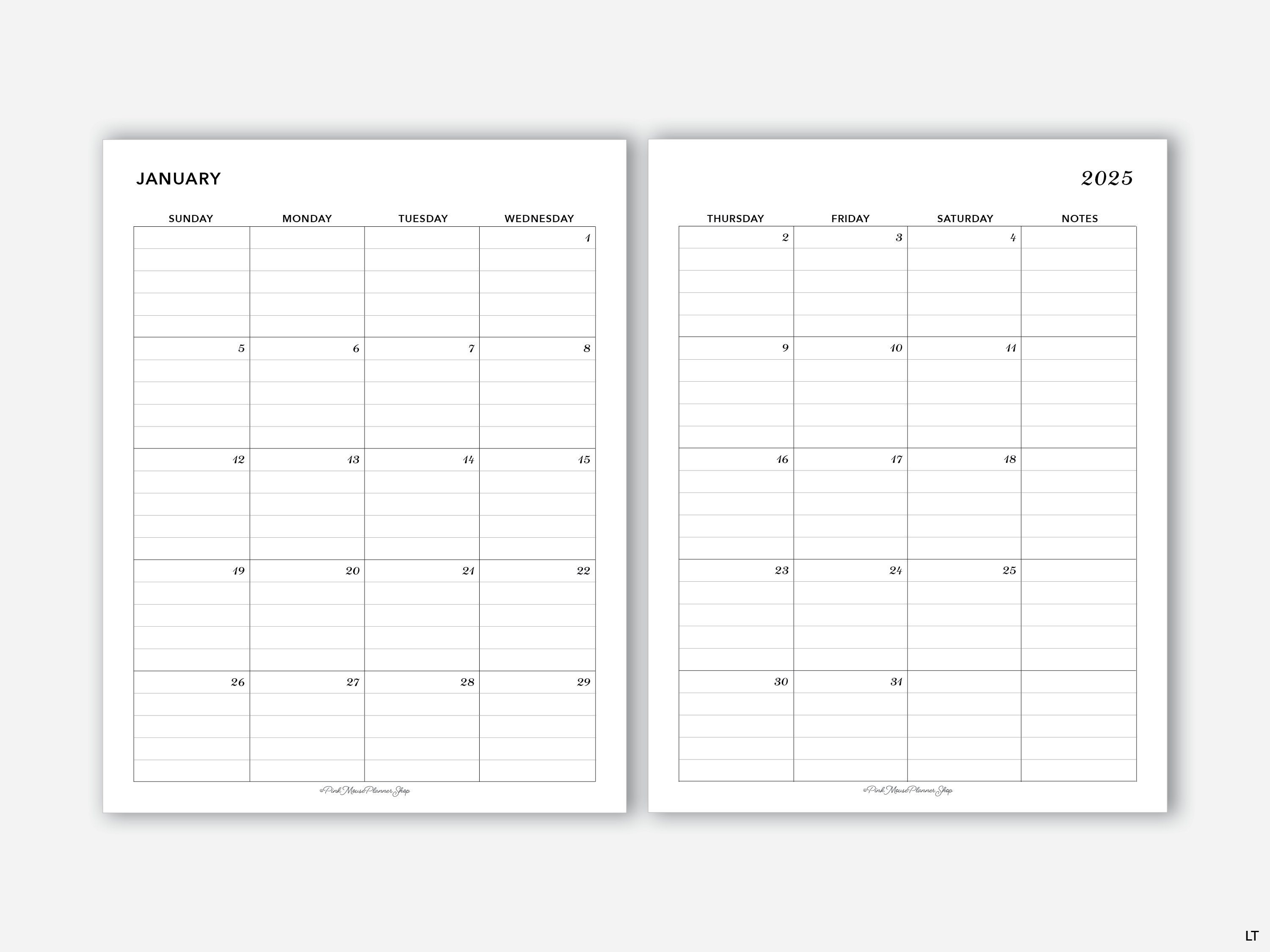 2 Month Calendar Printable