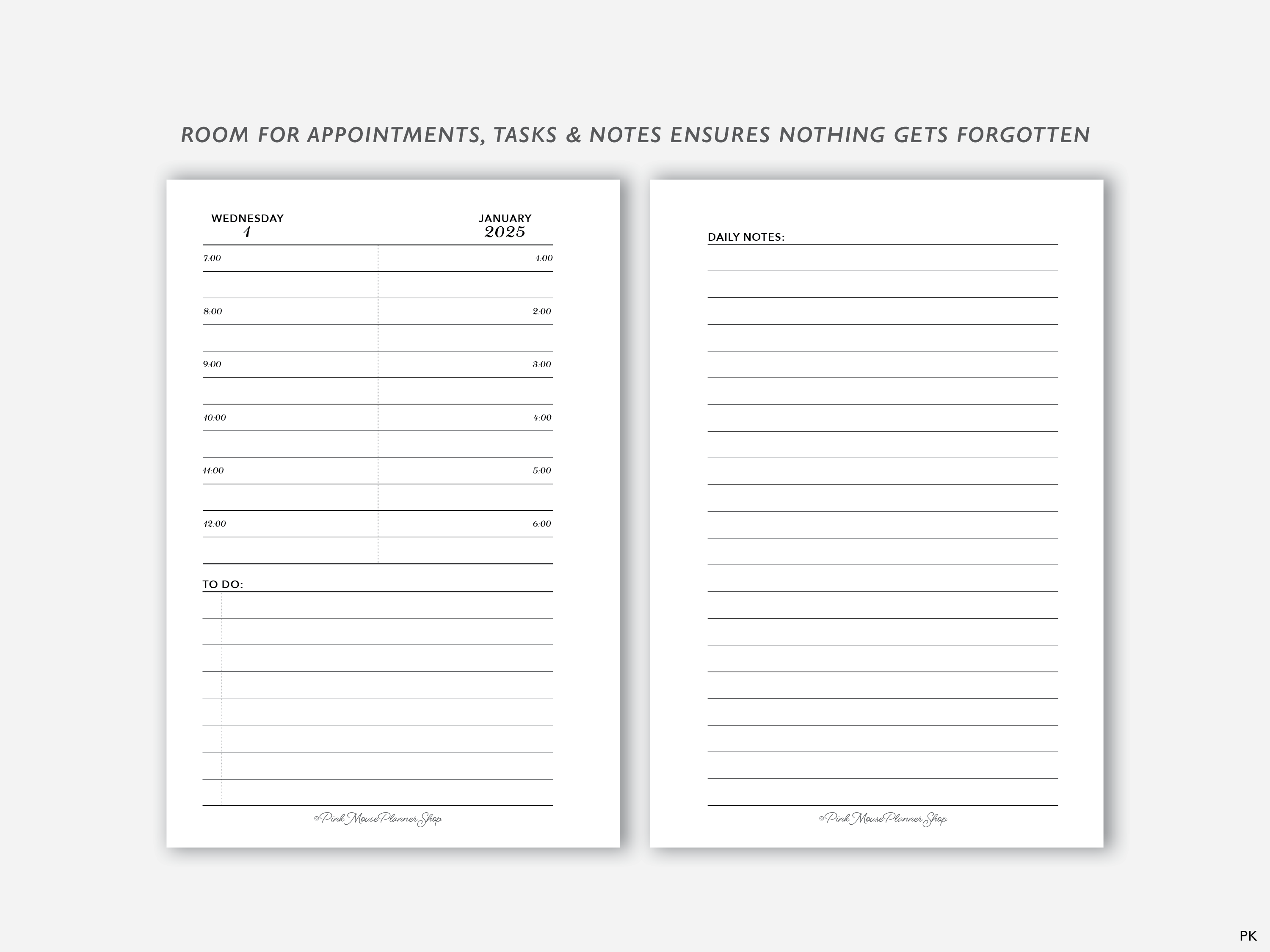 2025 two page daily planner